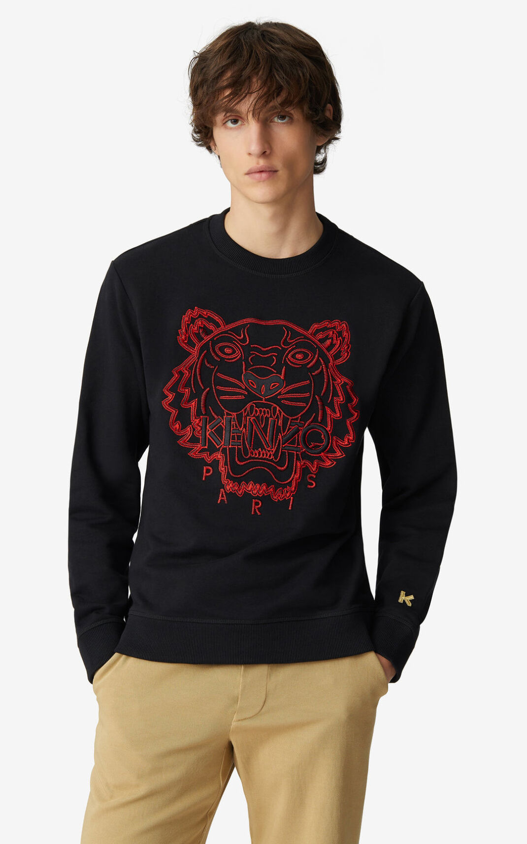 Kenzo Tiger Sweatshirt Erkek Siyah | 1306-SIHZT